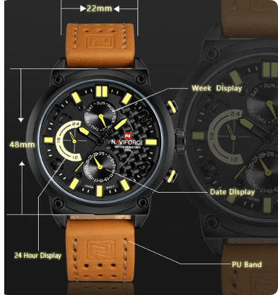 Reloj de Pulsera Cuarzo Hombre con Correa de Cuero Impermeable - Image 11