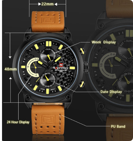 Reloj de Pulsera Cuarzo Hombre con Correa de Cuero Impermeable - Image 11