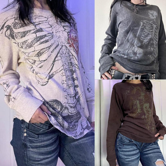Playera Casual con Diseño Estampado y Costillas