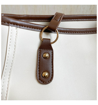 Bolsa Tote Retro Bicolor de Gran Capacidad - Estilo y Funcionalidad - Image 19