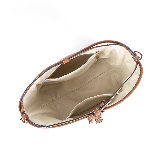 Bolso Cubo Retro de Cuero Genuino con Patrón Grabado y Cordón Ajustable - Image 2