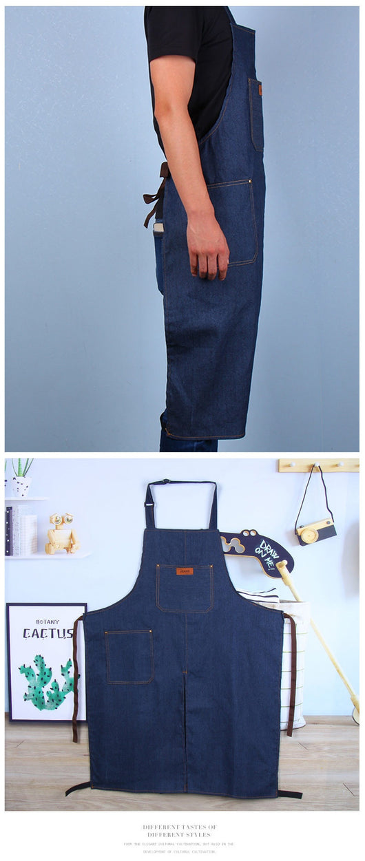 Delantal de Trabajo Denim Desarmable con Bolsillos y Protección Antitinta - Image 14