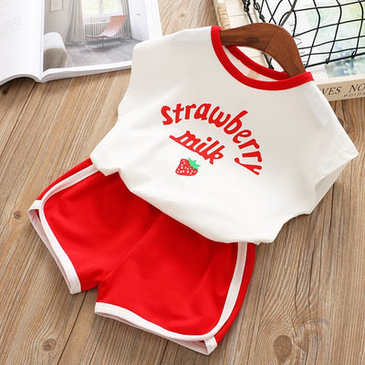 Conjunto de Dos Piezas para Niña con Estampado de Fresas Estilo Coreano - Image 5