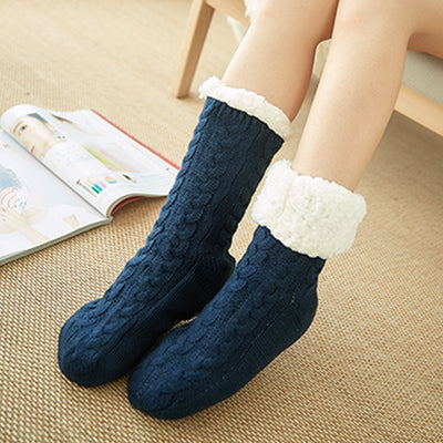 Pantuflas de Felpa Casual Plus para Mujer - Calcetines Térmicos Tubo Medio