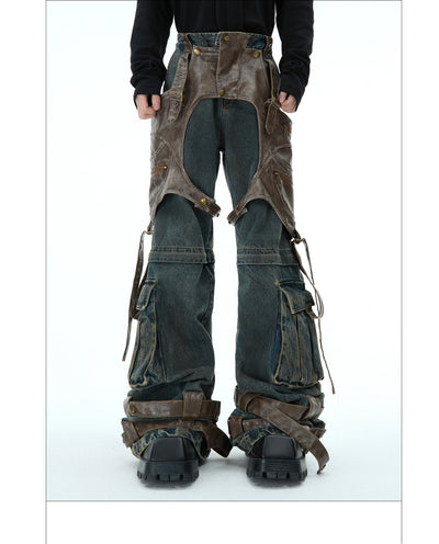 Jeans Retro Deconstruido con Costuras Desmontables para Hombre - Image 13