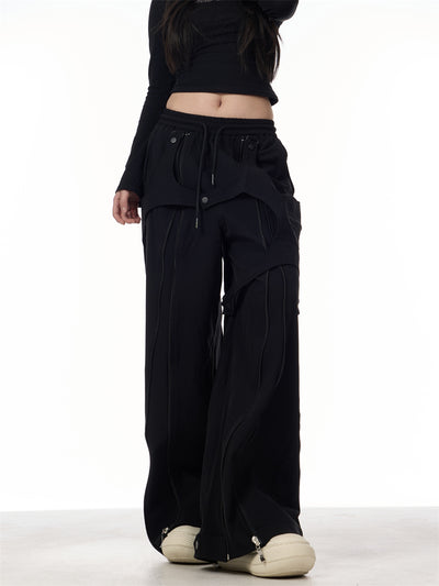 Pantalones Anchos de Patchwork para Mujer - Diseño Casual y Versátil - Image 15