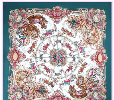 Pañuelo de Seda Twill Estampado Flores y Aves Jungle 130cm Protección Solar - Image 24