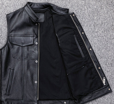 Chaleco de Cuero para Motociclista - Estilo Casual Tallas Grandes - Image 9