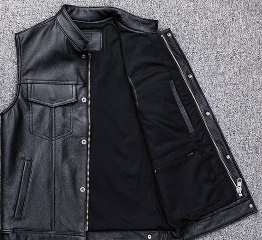 Chaleco de Cuero para Motociclista - Estilo Casual Tallas Grandes - Image 9