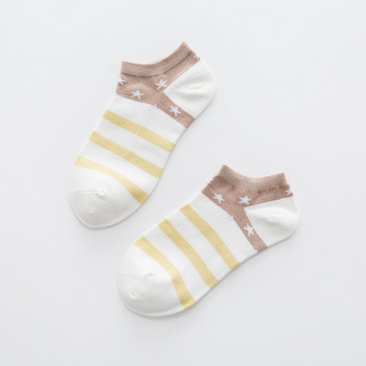Calcetines Invisibles de Algodón Transpirable con Diseño Rayas Estrellas - Image 19