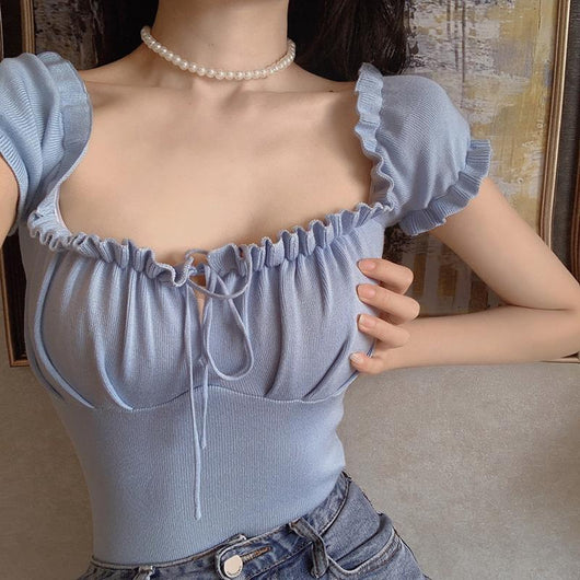 Blusa Elegante con Mangas Abullonadas - Estilo Francés para Mujer - Image 10