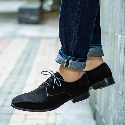 Zapatos Derby de Cuero Gamuza Artesanales para Hombre - Elegancia Formal