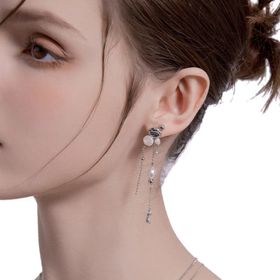 Aretes Barrocos de Perla Cultivada con Borla Larga - Image 3