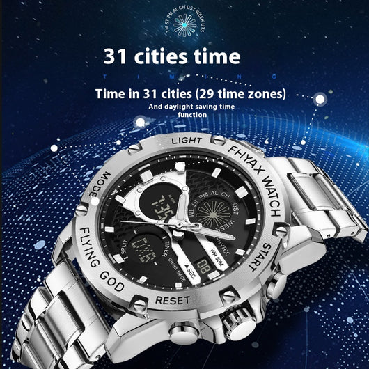 Reloj Empresarial Doble Pantalla Luminoso Resistente al Agua - Image 4