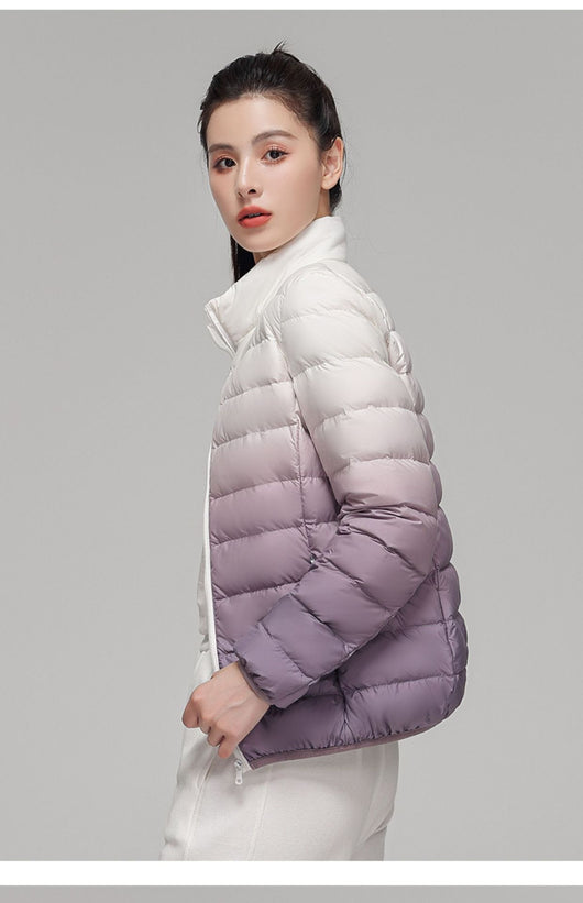 Chaqueta Acolchada Mujer Degradado Cuello Alto Elegante - Image 10