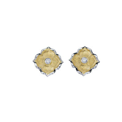 Aretes Floreados Bicolor con Acabado Satinado - Image 7