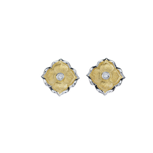 Aretes Floreados Bicolor con Acabado Satinado - Image 7