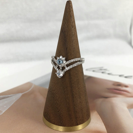 Anillo Corona de Plata Esterlina con Topacio Azul Natural - Image 10