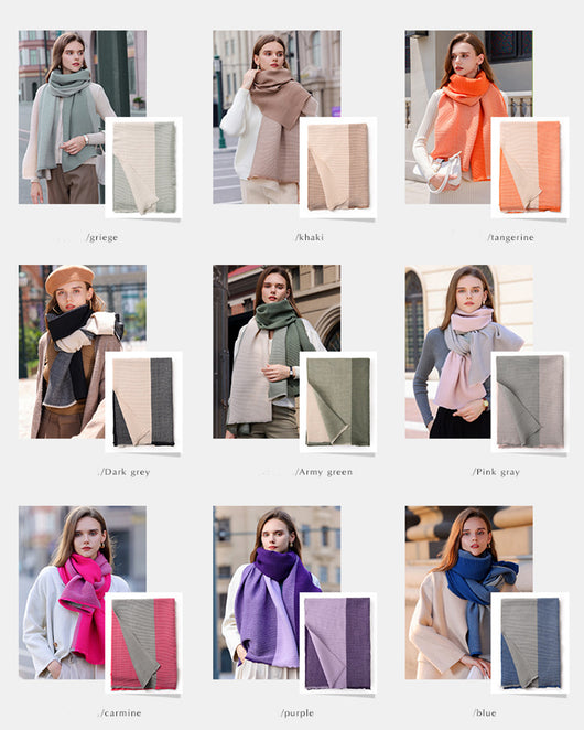 Bufanda Degradada Reversible de Imitación Cachemira - Elegancia y Versatilidad para Invierno - Image 16