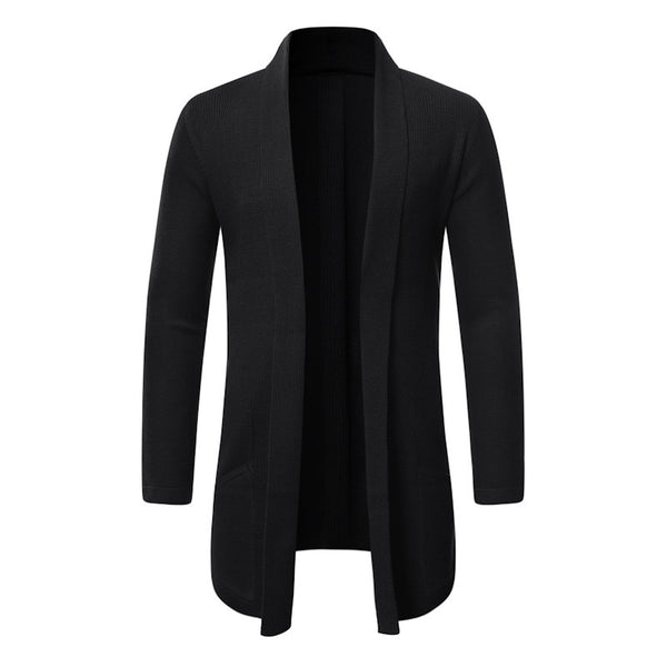 Cardigan Suéter Tejido Tipo Trench Coat para Otoño