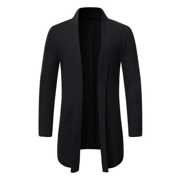Cardigan Suéter Tejido Tipo Trench Coat para Otoño