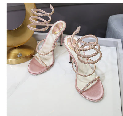 Sandalias Stiletto con Tiras al Tobillo y Cristales Brillantes para Mujer - Image 8