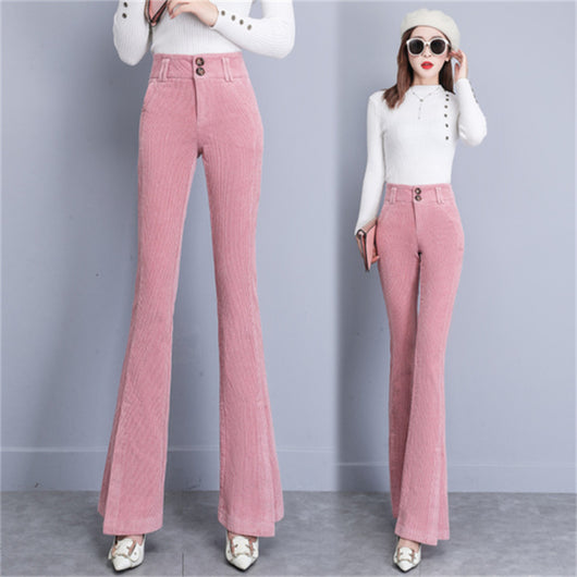 Pantalón Pana Cintura Alta Acampanado Suave y Cómodo - Image 4