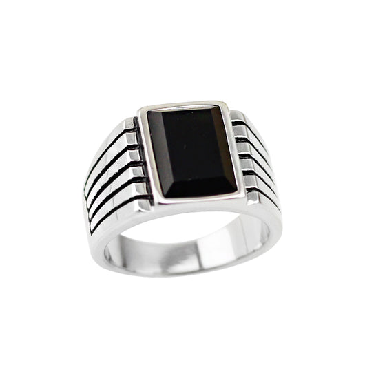 Anillo Ajustable de Plata Esterlina con Ágata Negra y Circón - Image 9
