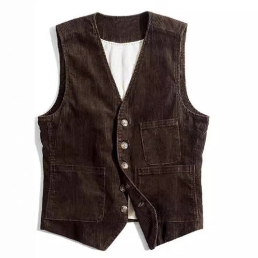 Chaleco de Pana para Hombre con Diseño de Patchwork - Primavera Otoño - Image 2