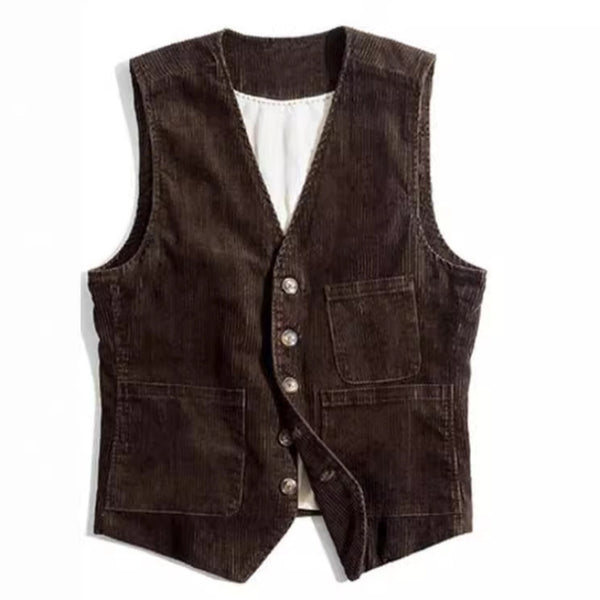 Chaleco de Pana para Hombre con Diseño de Patchwork - Primavera Otoño