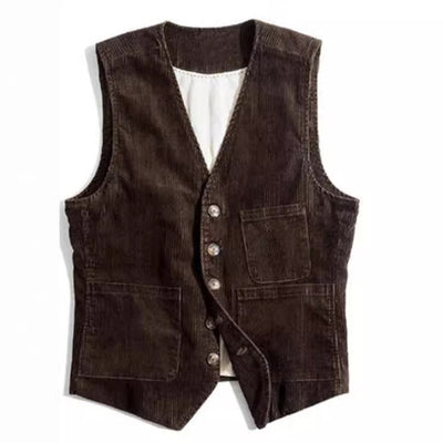 Chaleco de Pana para Hombre con Diseño de Patchwork - Primavera Otoño - Image 2