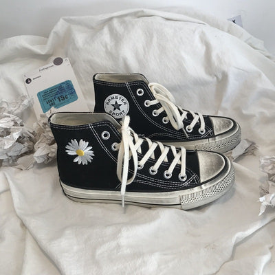 Zapatillas Retro Altas de Lona Negra Estilo Estudiante - Image 9