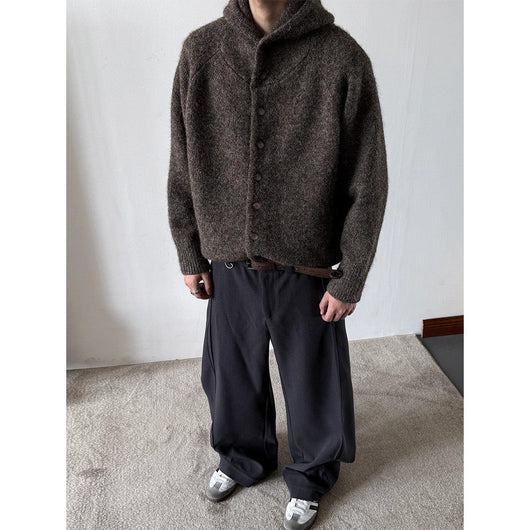 Cardigan Retro Japonés con Capucha y Botones para Hombre - Otoño Invierno - Image 3