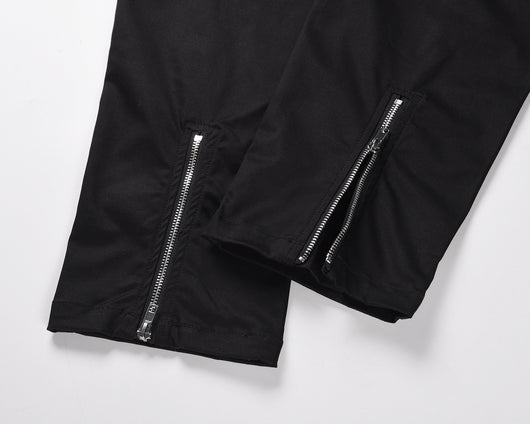 Pantalón Cargo Negro con Cremalleras y Bolsillos Múltiples - Estilo Hip-hop Urbano - Image 5