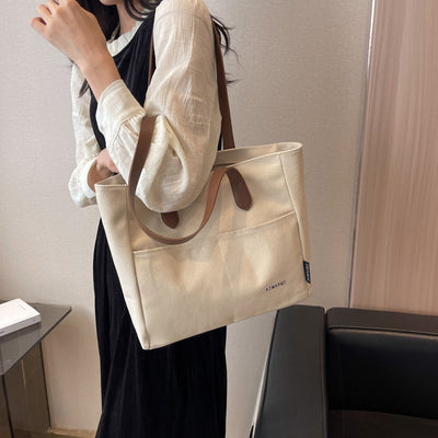 Bolso Tote de Lona con Textura - Capacidad Extra Grande para Hombro - Image 4