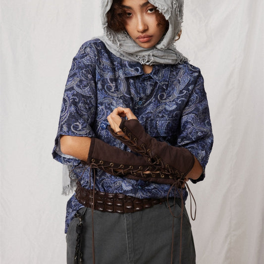 Camisa Casual de Manga Corta con Estampado Paisley para Hombre