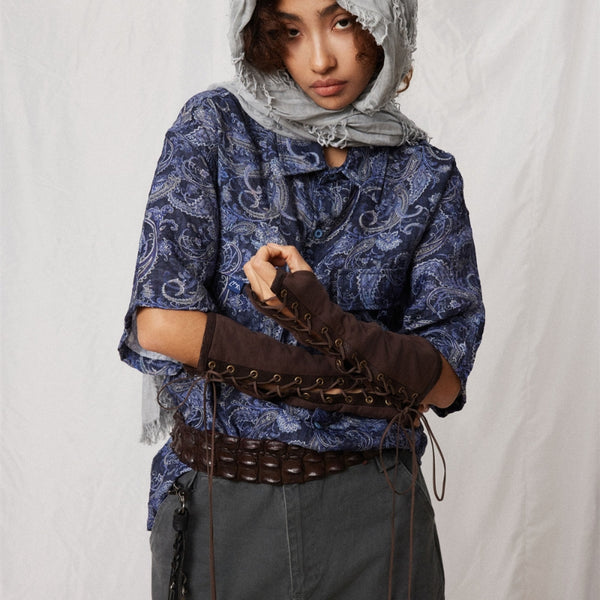Camisa Casual de Manga Corta con Estampado Paisley para Hombre