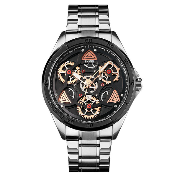 Reloj Mecánico de Pulsera de Acero con Engranajes Visibles