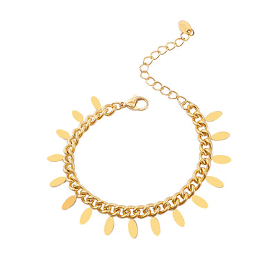 Pulsera de Cadena Elegante con Hoja y Borla - Image 2