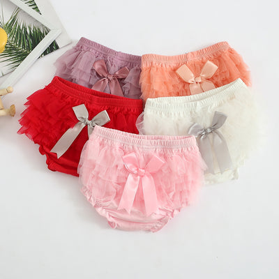 Shorts Infantiles con Moño Mesh - Ropa Coreana para Niñas