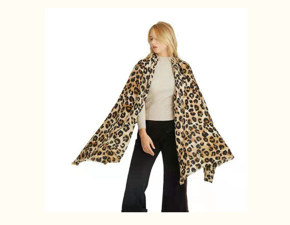Bufanda Estampado Leopardo Otoño Invierno - Abrigo Suave de Cashmira Artificial