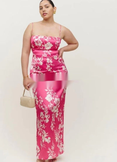 Vestido Maxi de Seda con Estampado Floral, Abertura Lateral y Cintura Ajustable - Image 7