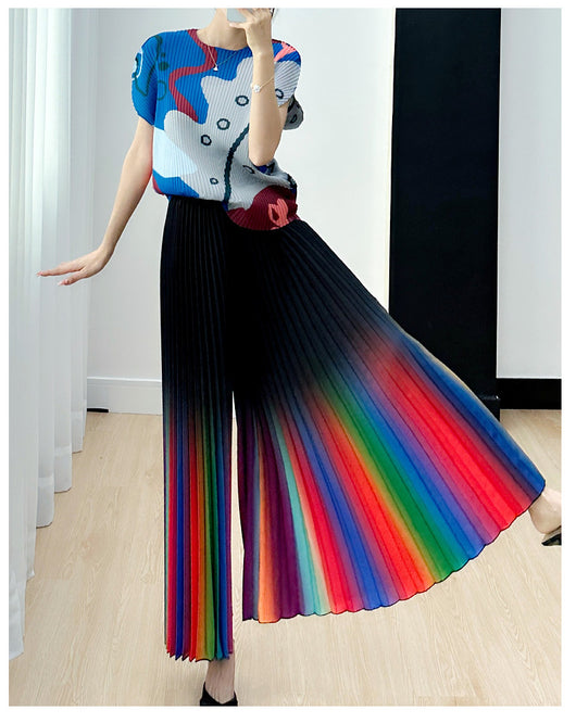 Pantalón Ancho Plisado Degradado Efecto Reductor - Versátil y Moderno - Image 27