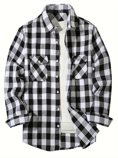 Camisa Cuadriculada Holgada de Polar para Hombre - Image 6
