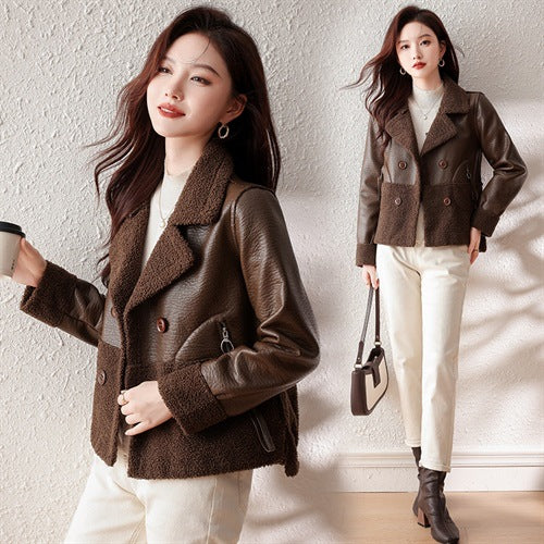 Abrigo de Piel Sintética Talla Grande Suelto para Invierno Mujer