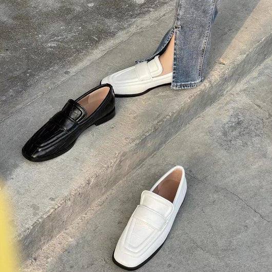 Zapatos Retro Cuadrados con Patrón de Piedra - Image 10