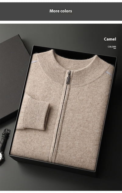 Suéter de Cachemira para Hombre Grueso Cuello Alto Cremallera - Image 30