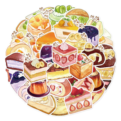 Hand holding a strawberry shortcake sticker with a tiny bunny, part of a 40-piece set of cute cartoon dessert stickers. - Image 7
