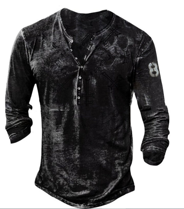 Camiseta Casual de Manga Larga con Estampado Moderno para Hombre
