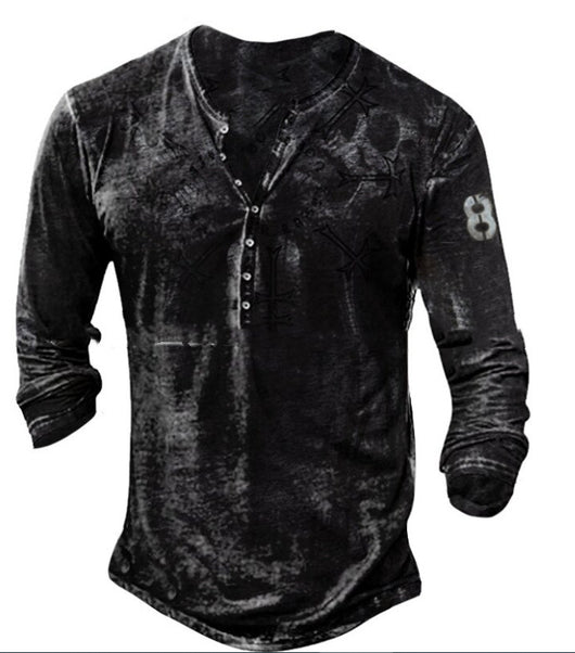 Camiseta Casual de Manga Larga con Estampado Moderno para Hombre - Image 2
